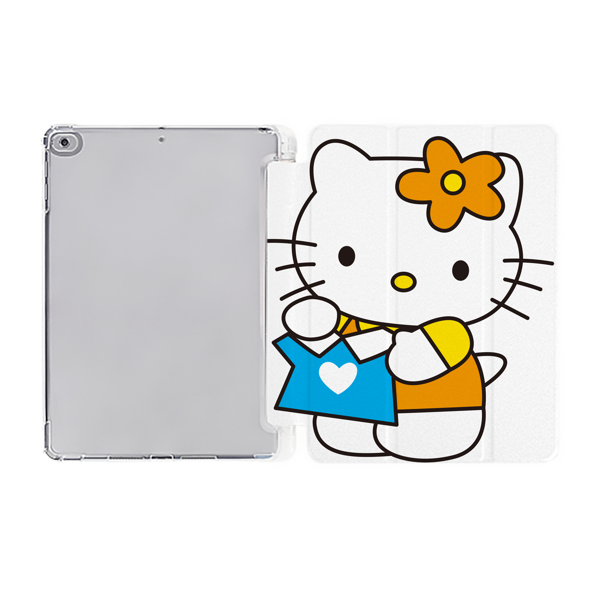 （画像用） Hello Kitty ハローキティ IPad ケース ペン収納付き 三つ折りスタンド PUレザー×シリコン 対応機種9.5/10.5/10.9インチ